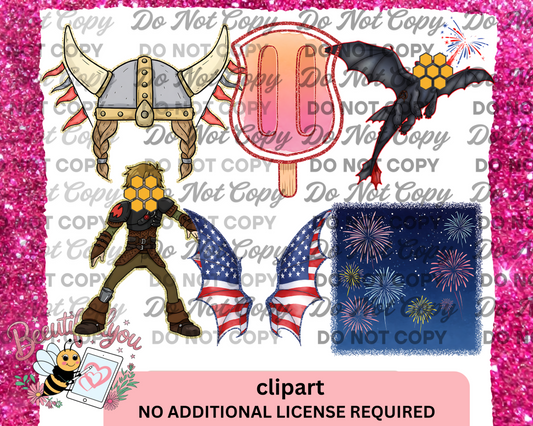 Patriotic Viking Clipart Set – 6 Piece Summer Digital Download