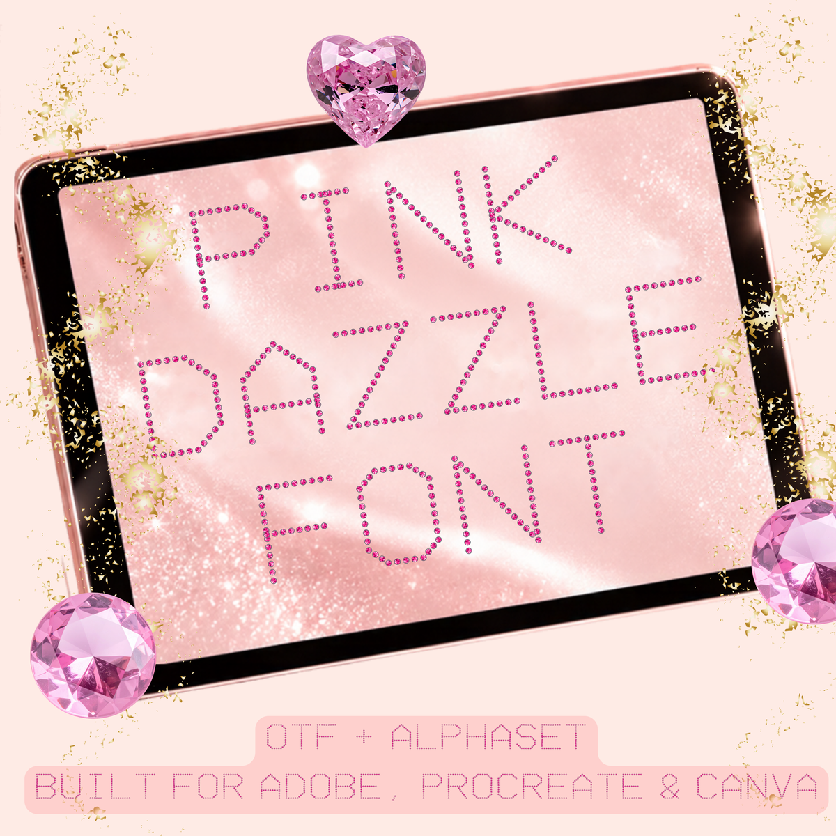 Bedazzled EVERYTHING Digital Mega Bundle | 41+ Digital Assets | Rhinestone Designs, Clipart, Seamless Patterns, Backgrounds & Font
