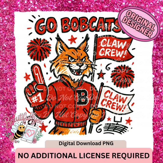 Go Bobcats PNG – Claw Crew Mascot Spirit Design