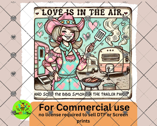 Love is in the Air - BBQ Trailer Park Valentine’s Day PNG Design