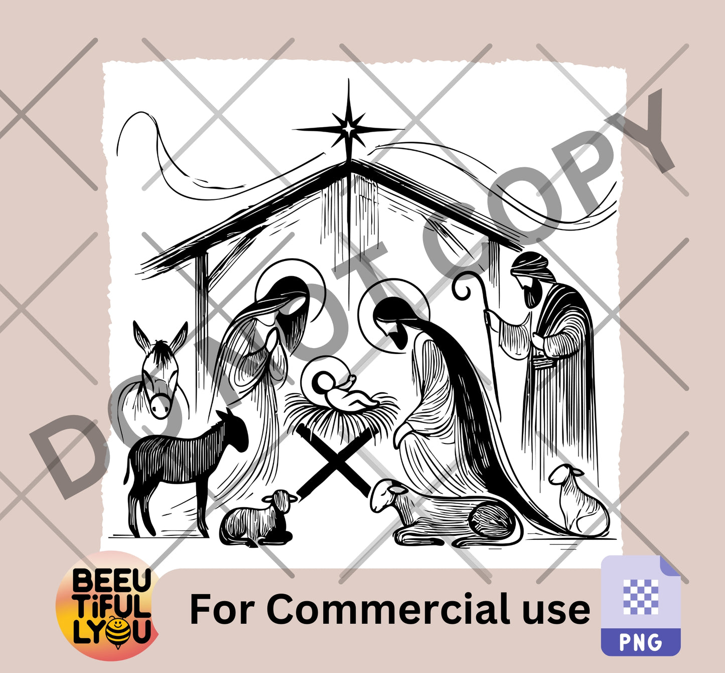 Nativity Scene SVG PNG | Christian Christmas Sublimation Design