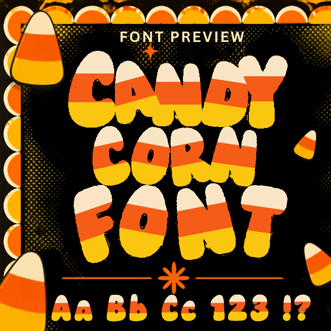 Candy Corn Cutie PNG + Candy Corn OTF Font Duo