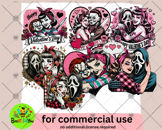 Valentine's Day Horror PNG Bundle - Commercial Use Digital Downloads