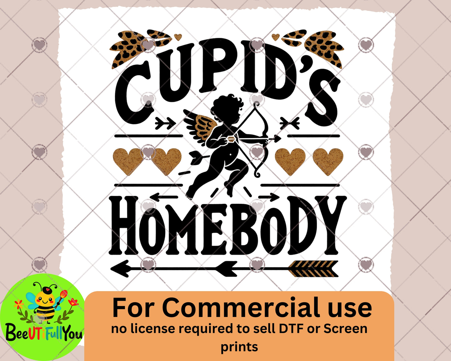 Cupid's Homebody PNG | Funny Valentine's Day Sublimation Design | Retro Valentine Art for T-Shirts, Mugs & Crafts - Instant Download