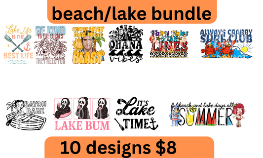 Beach & Lake Bundle | 10 Fun Summer PNGs for Sublimation | Only $8
