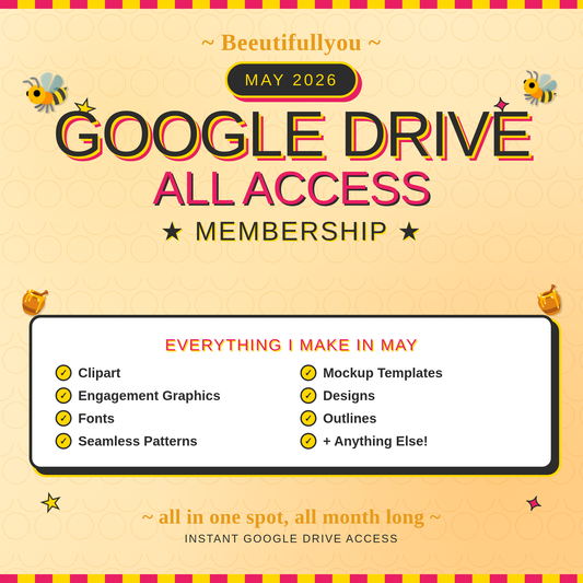 May 2026 All Access Membership | Google Drive Digital Bundle | Fonts, Clipart, Designs, Mockups & More
