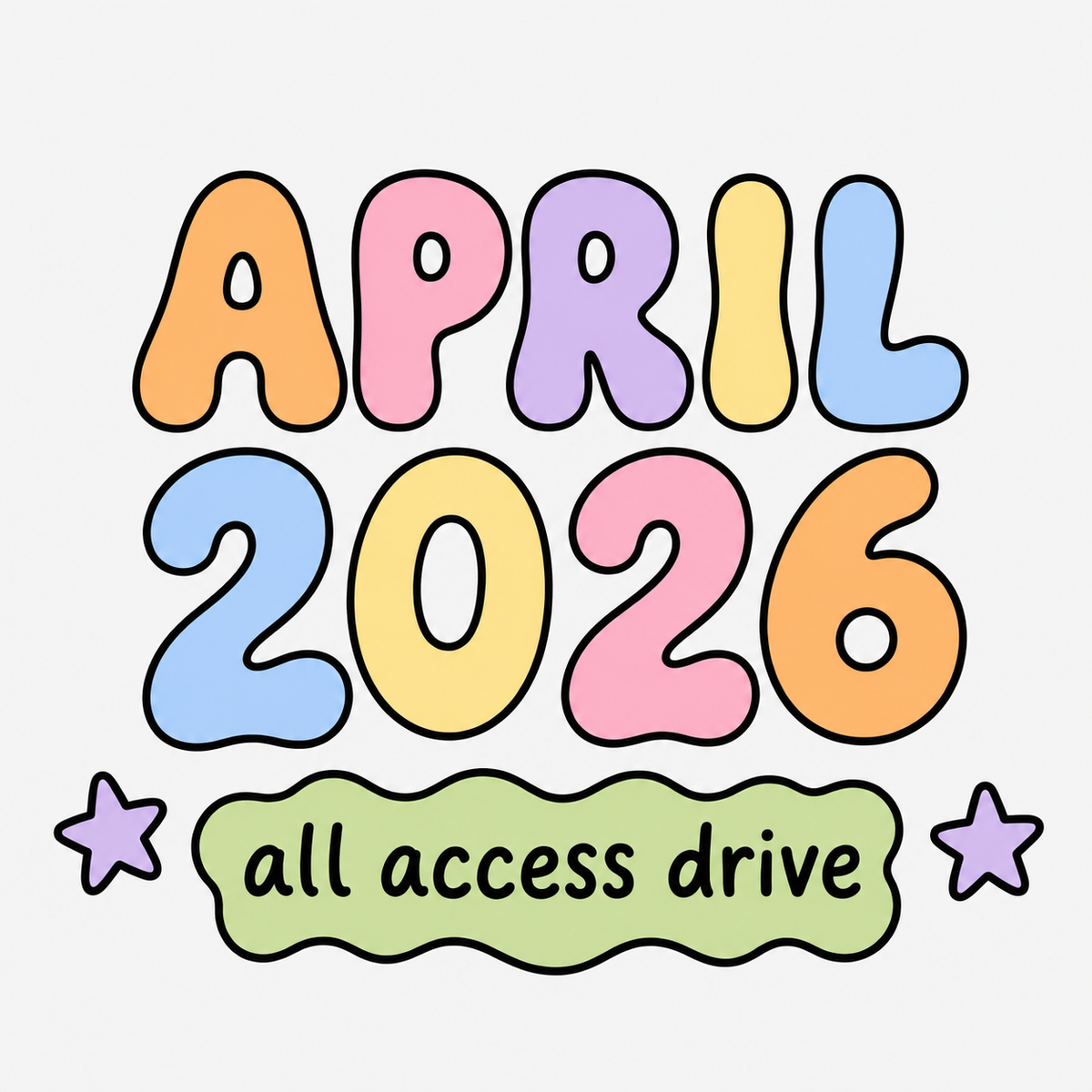 April 2026 All Access Drive | Clipart, Fonts, Seamless & More | Commercial Use Designs | Monthly Design Drive Access