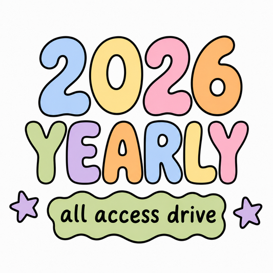 2026 yearly ALL ACCESS Google Drive – Full Year Creative Toolbox + Finished PNG Designs