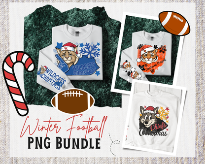 Winter Football PNG Bundle|Football time|Christmas theme