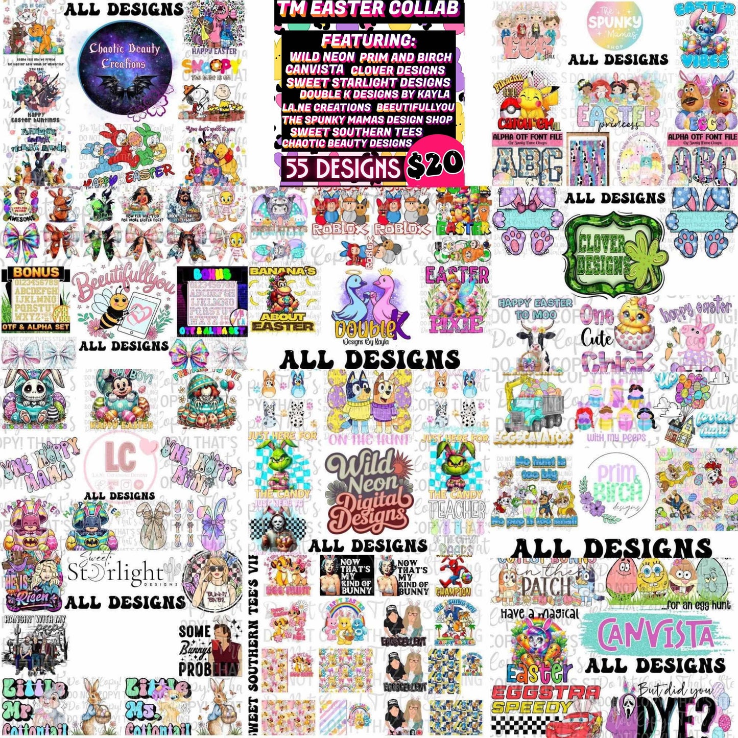 Easter Collab Bundle 70+ designs, 11 Designers