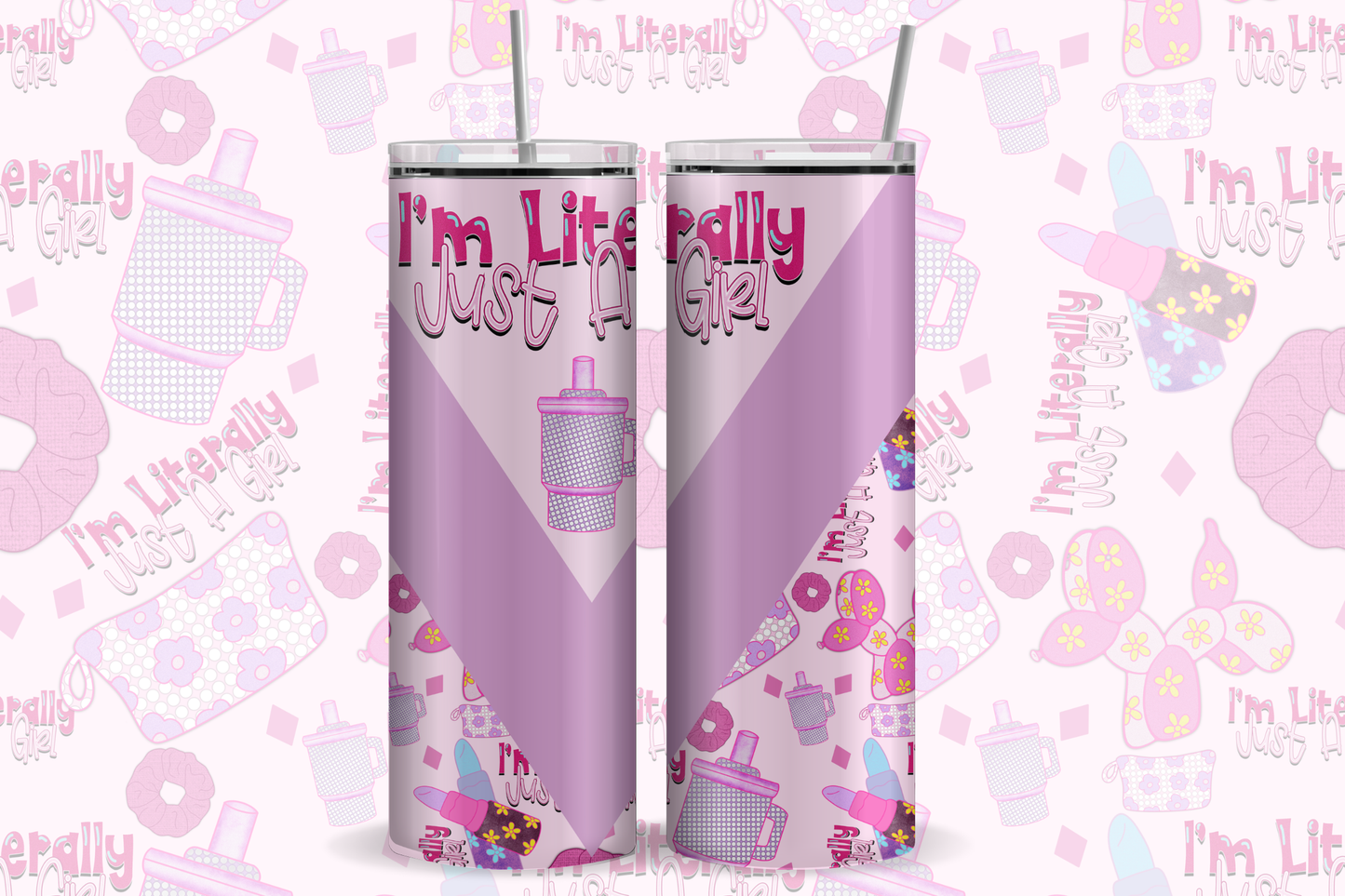I’m Literally Just A Girl PNG Bundle | Shirt Design + Seamless Pattern + Tumbler Wrap + Libby Design | Digital Download