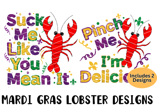 Mardi Gras Lobster/Crawfish Design Bundle | 2 PNG Designs | Commercial Use Included