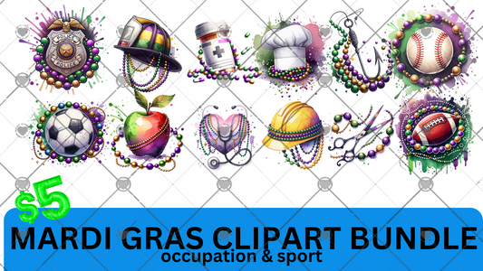 Mardi Gras Clipart Bundle - Occupation & Sport