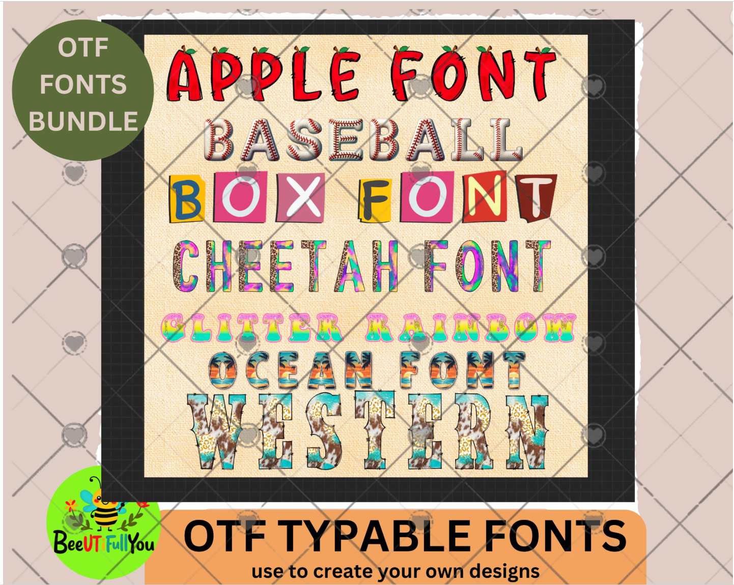 OTF Fonts Bundle - Typable Fonts for Canva, Photoshop, and Procreate Designs