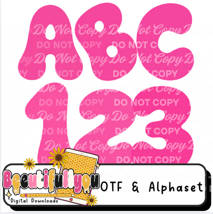 Bubblegum Pop Font Bundle | OTF Font & PNG Alpha Set | Bubblegum Clipart Bundle Included | Cute Girly Font | Pink Candy Font