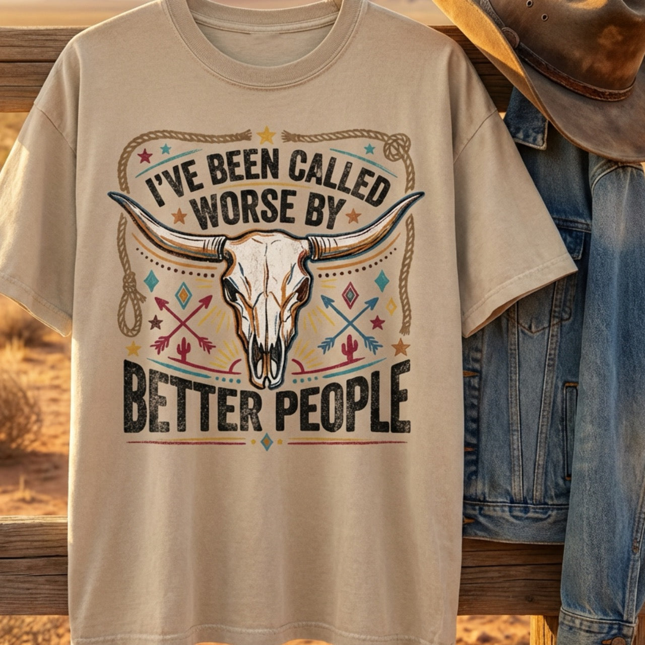 I’ve Been Called Worse By Better People PNG | Western Skull Design | Cowgirl Country Shirt Graphic | Commercial Use