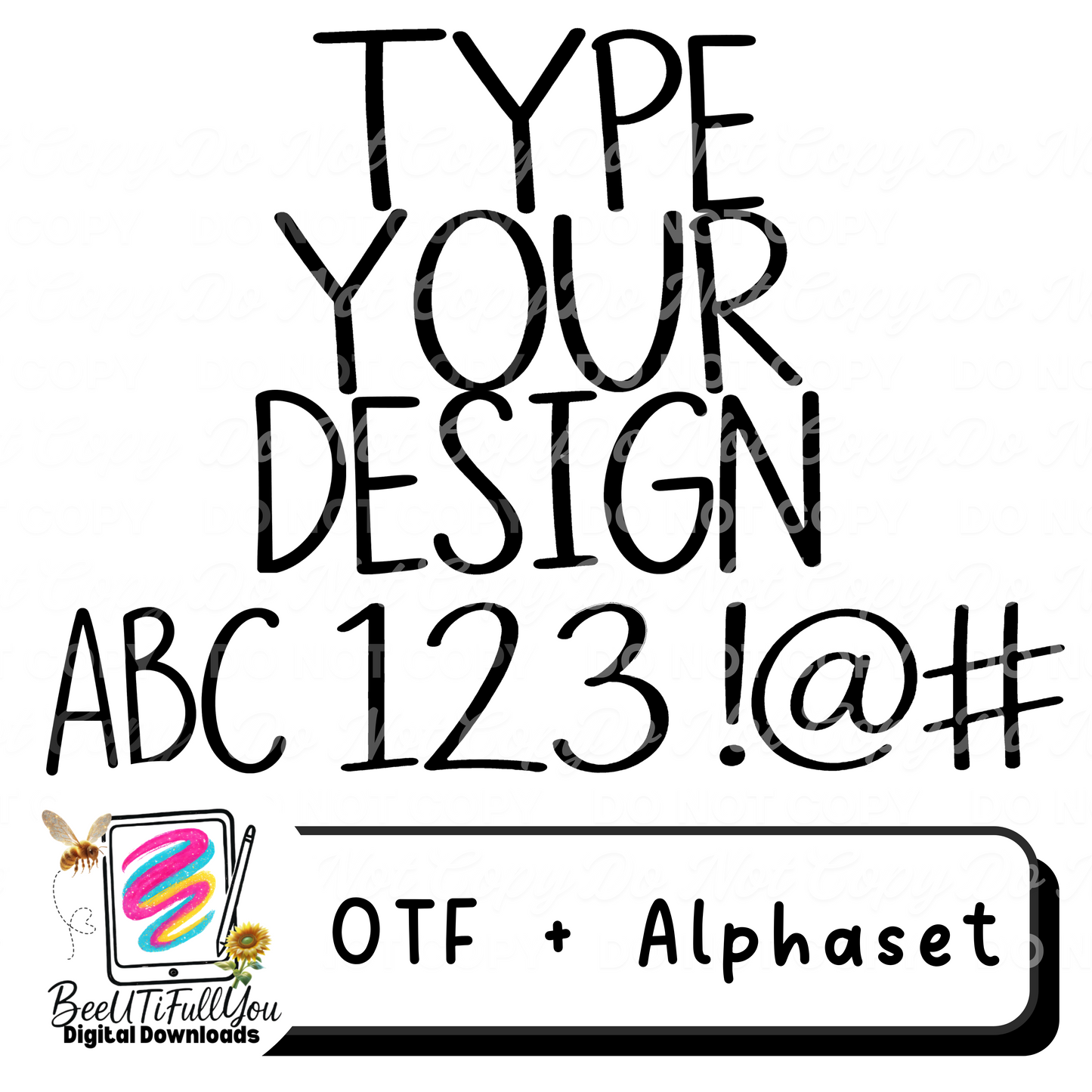 Handwritten font, Type Your Design Font – Installable OTF + Alphabet PNG Set | Digital Download