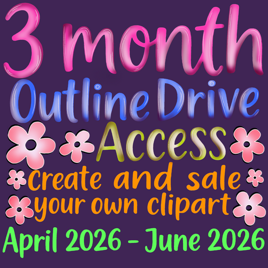 3 Month Clipart Outline Drive Access | April–June 2026 | Commercial Use Clipart Outlines | Create & Sell Your Own Clipart | Designer Membership