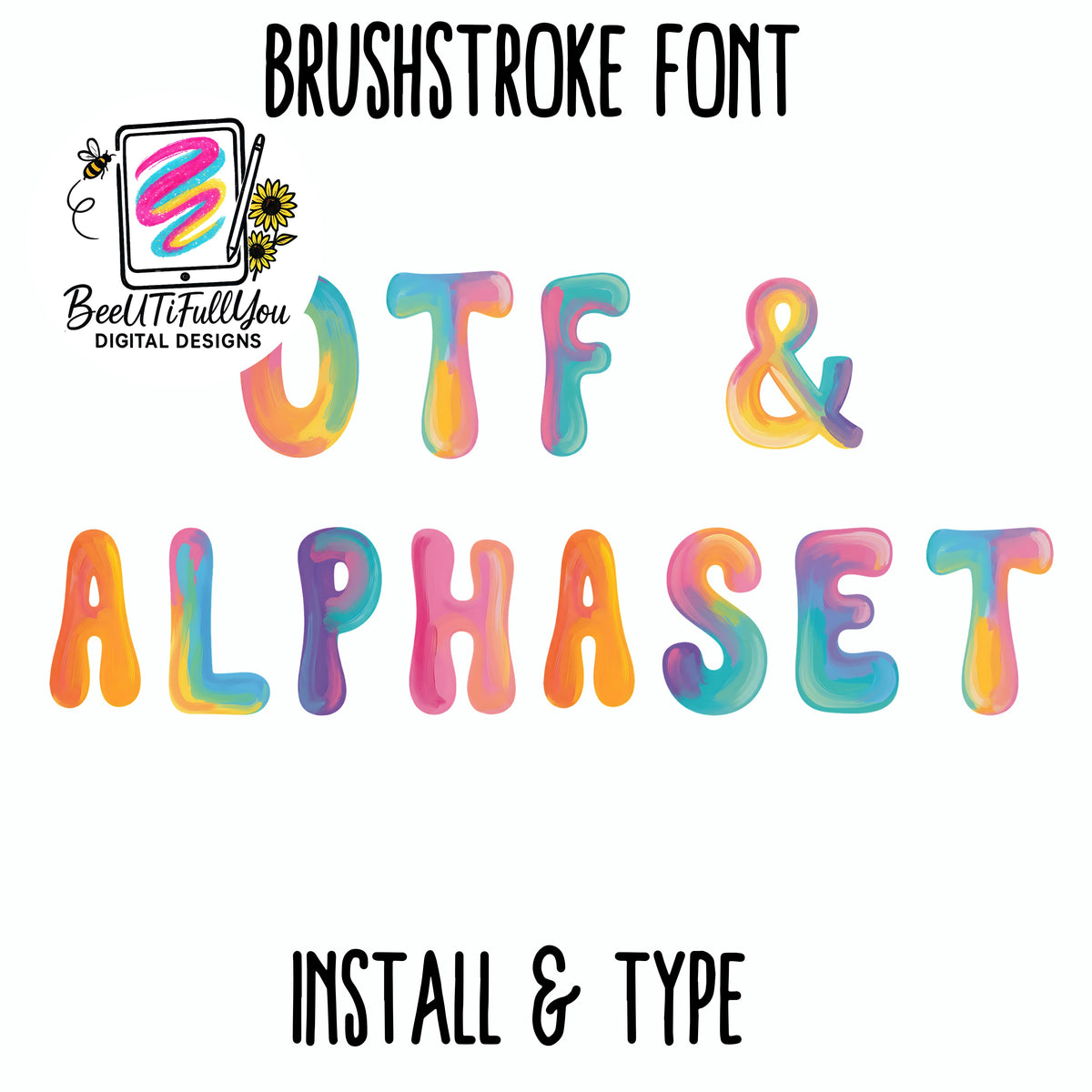 Brushstroke Font OTF + PNG Letters | Hand Painted Alphabet | Install ...