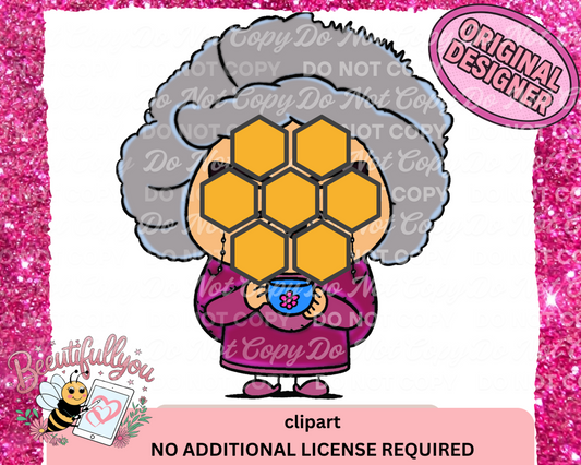 Sweet Grandma Holding Teacup Clipart