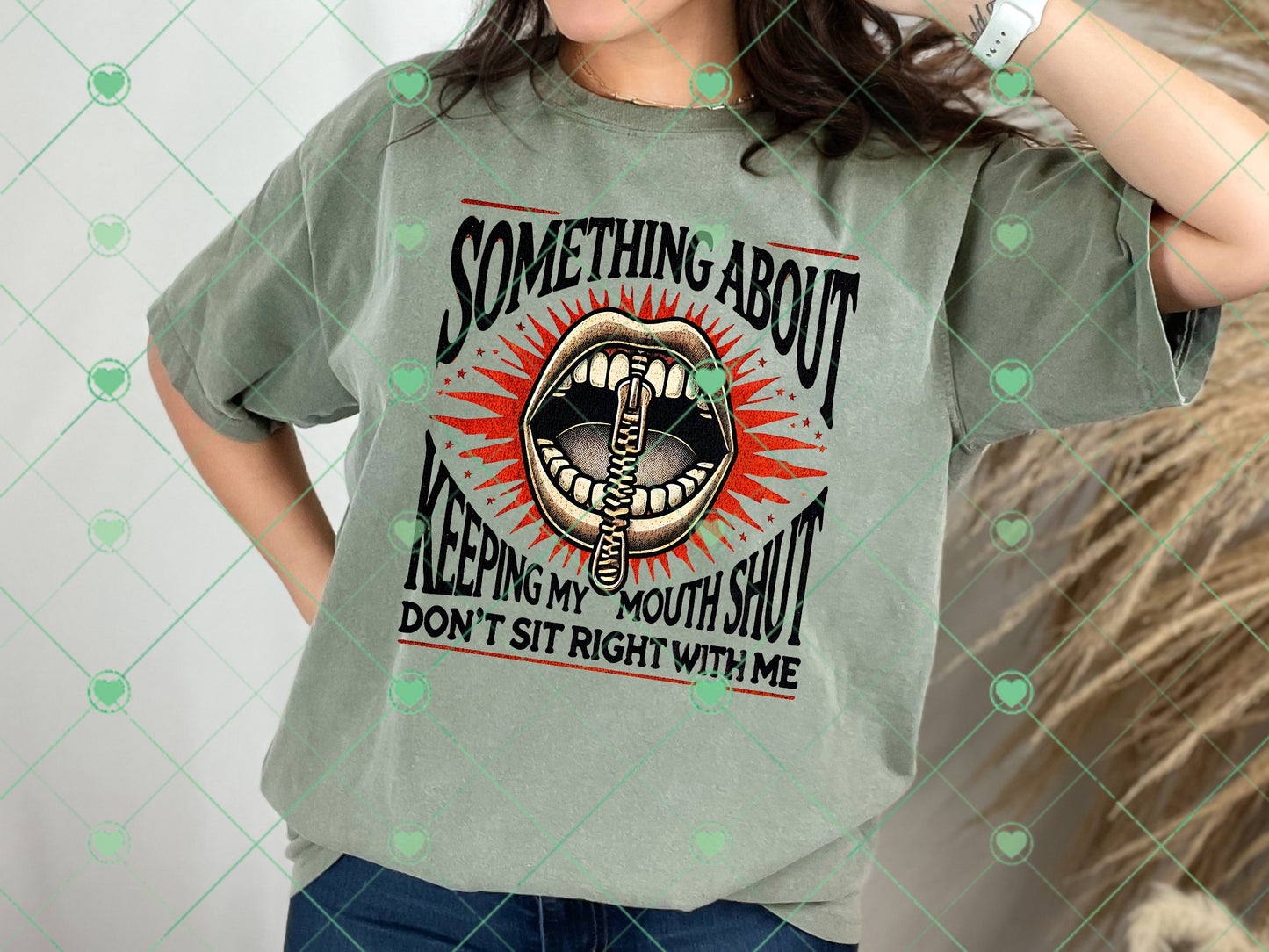 "Something About Keeping My Mouth Shut" Edgy Digital PNG Design for DTF and Screen Printing - Commercial Use Approved