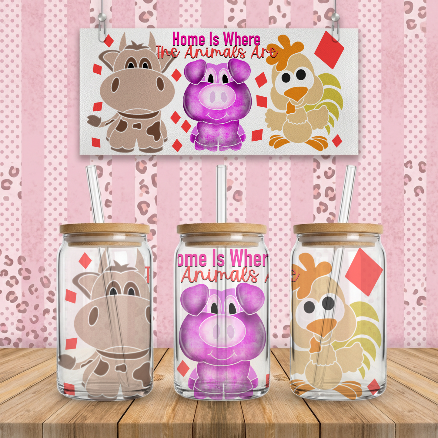 Farm Animal Bundle PNG | Shirt Design + 20oz Tumbler Wrap + Libby Glass Wrap + Seamless Pattern | Commercial Use Bundle