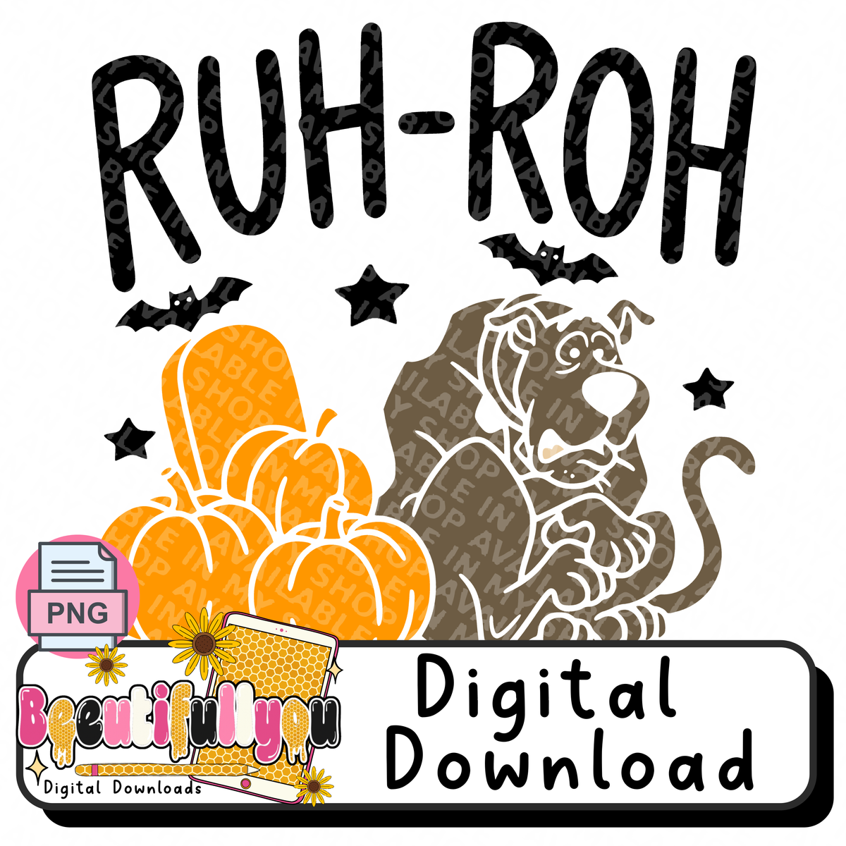 Ruh-Roh Spooky Dog Halloween PNG Design