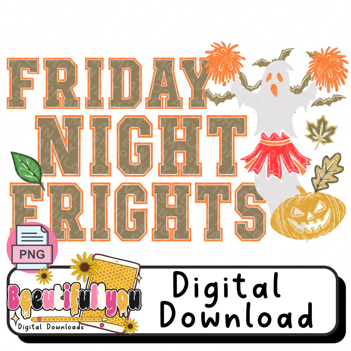 Friday Night Frights Halloween Football PNG Design
