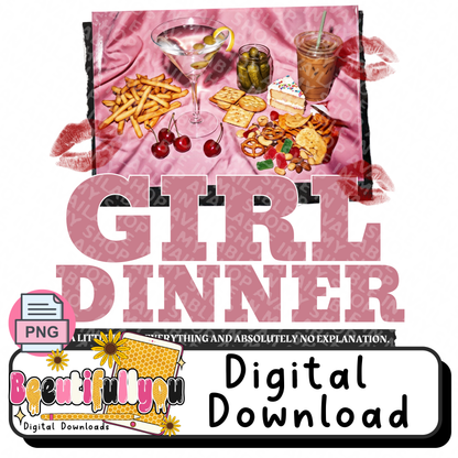 Girl Dinner Pink Snack Collage PNG Design