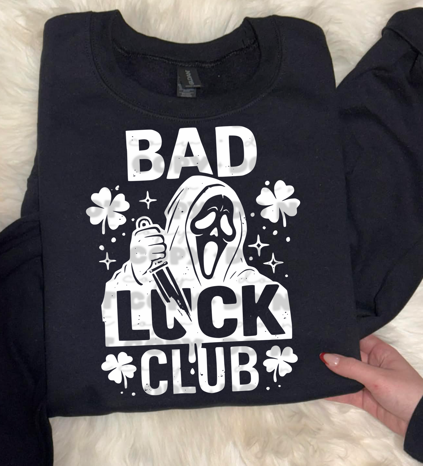Bad Luck Club PNG | St. Patrick’s Day Horror Design | Dark Humor Shirt Graphic | Digital Download