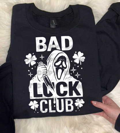 Bad Luck Club PNG | St. Patrick’s Day Horror Design | Dark Humor Shirt Graphic | Digital Download
