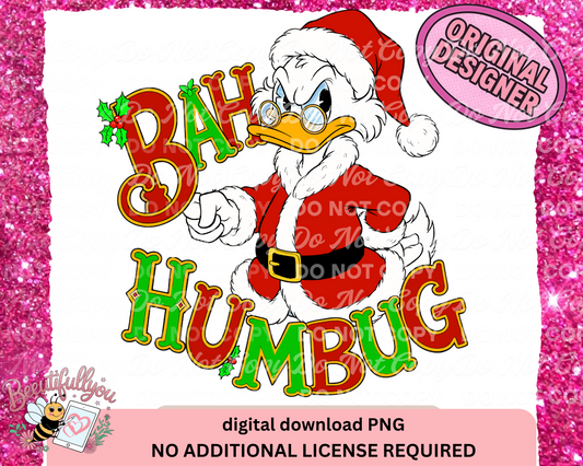 Bah Humbug PNG| Cranky Duck Christmas PNG
