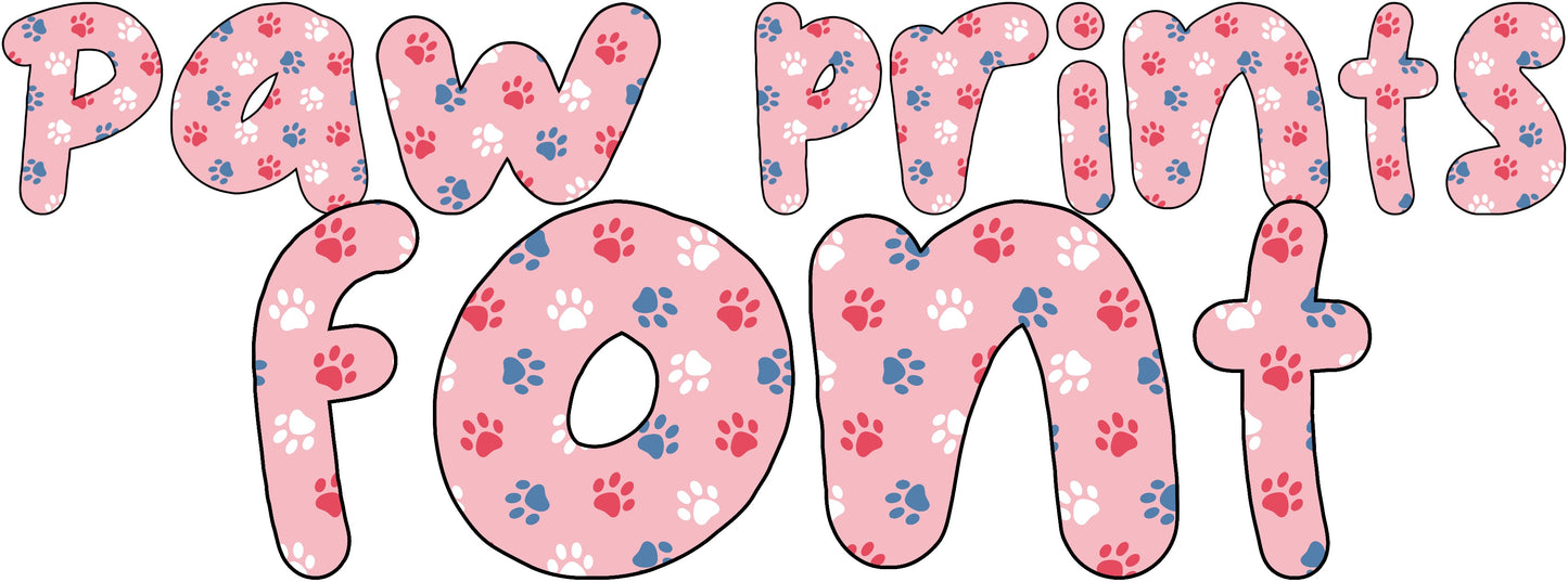 Puppy Love Alpha | Paw Print Alphabet PNG + OTF Font | Cute Dog Letters for Shirts, Kids & Pet Designs