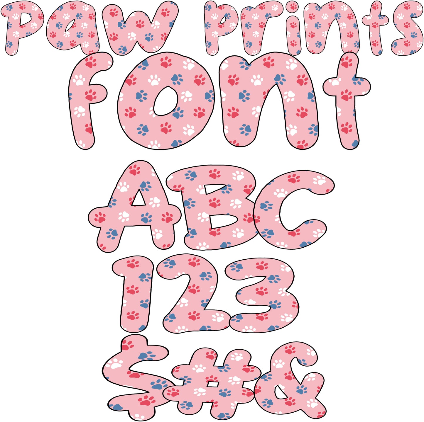 Puppy Love Alpha | Paw Print Alphabet PNG + OTF Font | Cute Dog Letters for Shirts, Kids & Pet Designs