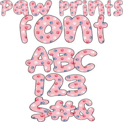 Puppy Love Alpha | Paw Print Alphabet PNG + OTF Font | Cute Dog Letters for Shirts, Kids & Pet Designs
