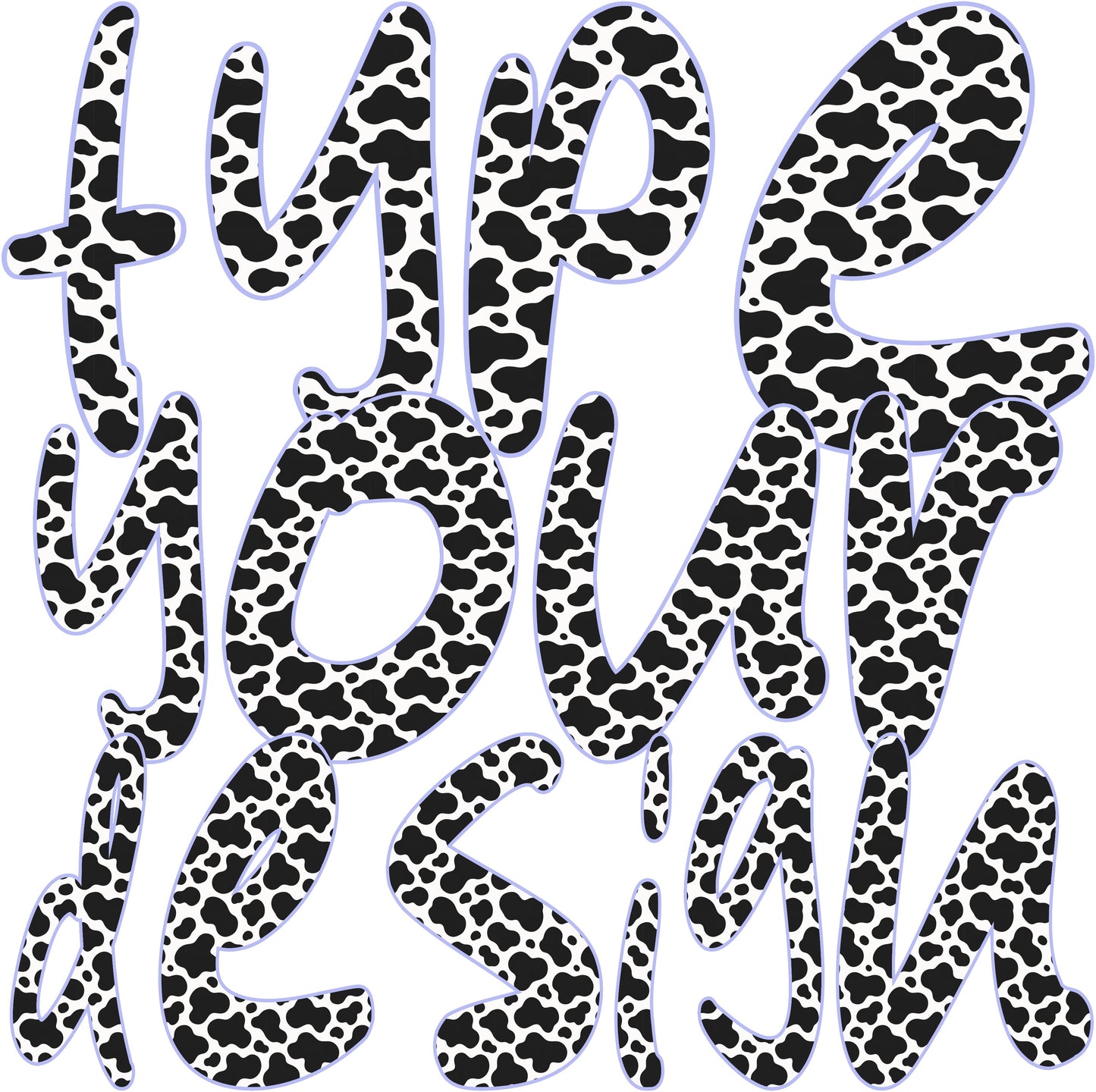 Moo Font Duo | Cow Print Alphabet PNG + OTF Font Bundle | Western & Girly Cow Pattern Letters for Shirts