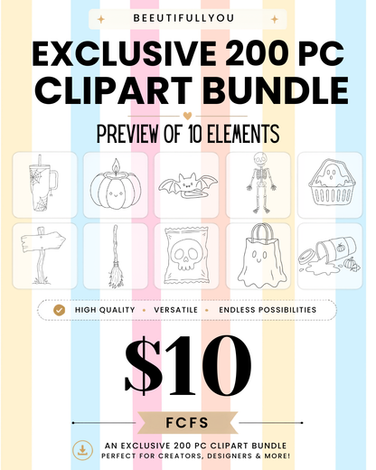 200 Outline Clipart Bundle PNG | Commercial Use Outline Graphics | Color Your Own Clipart | Doodle Clipart Bundle | Digital Download