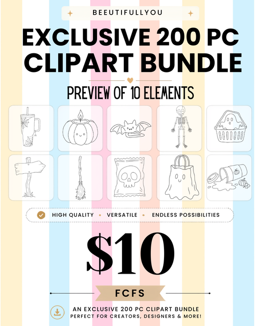 200 Outline Clipart Bundle PNG | Commercial Use Outline Graphics | Color Your Own Clipart | Doodle Clipart Bundle | Digital Download