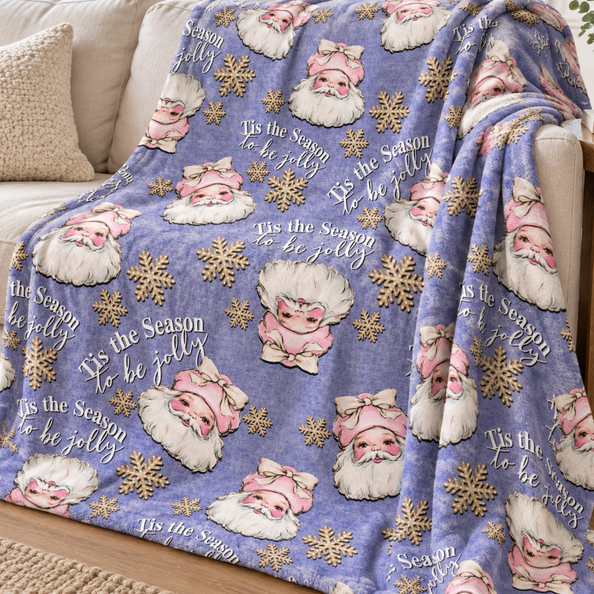 Pink Santa Christmas Digital Bundle | Seamless Pattern, Tumbler Wrap & PNG