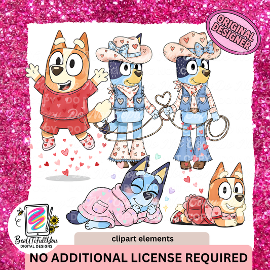 Valentines Clipart Set • 6pc Handmade Clipart Elements • Create Your Own Designs • Commercial Use Allowed • No Additional License Needed • BeeUTiFullYou