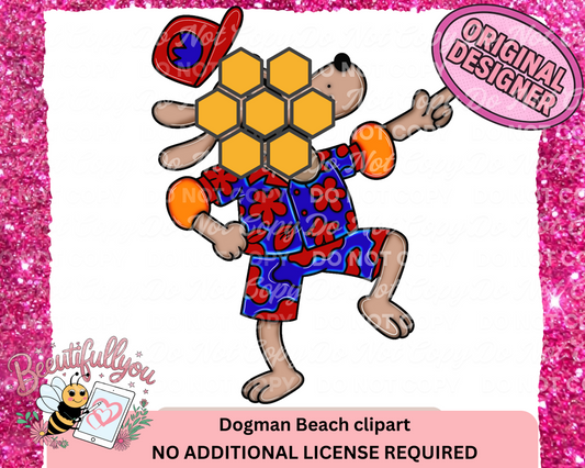 Dogman Beach Clipart – Digital Design Element