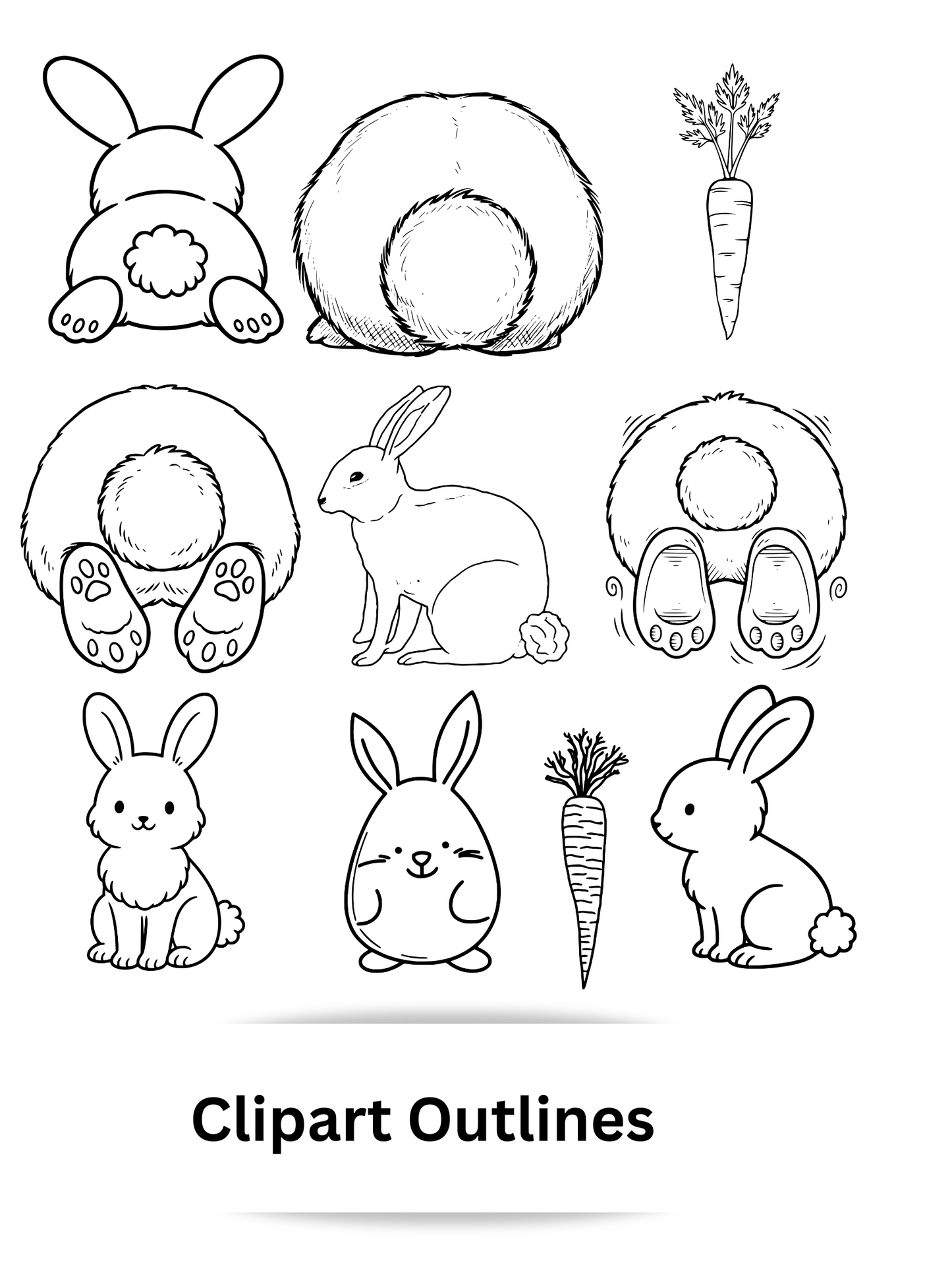 February 2026 Easter Clipart Bundle | Colored + Outline Easter Clipart | Commercial Use PNG | Bunny, Lamb, Chick, Egg Clipart