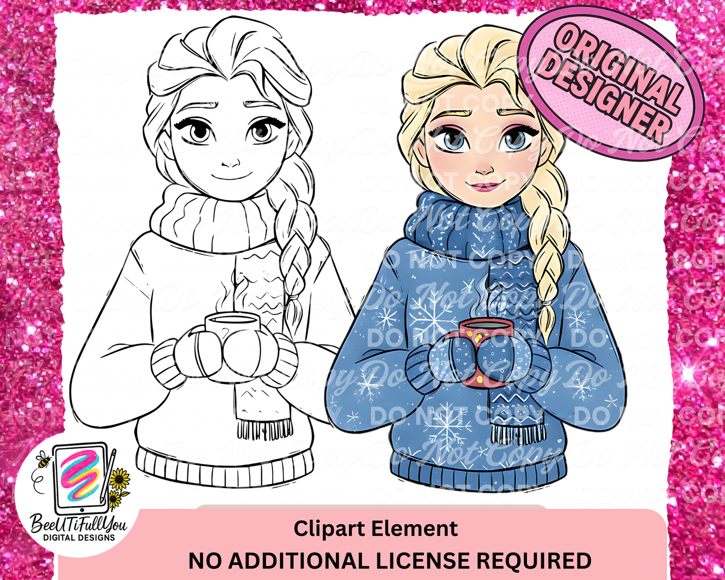 Winter Character Clipart Bundle | Cozy Cold Weather Girl & Snowman Clipart | Color + Outline PNGs | Digital Download