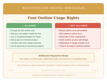 Font Outline Alphabet OTF + Template | Create Your Own Fonts to Sell | Bold Bubble Letter Outlines | Commercial Use