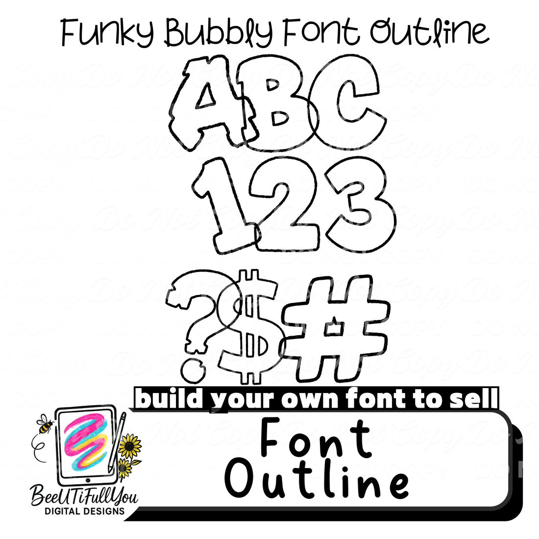 Funky Bubbly Font Outline + OTF | Install & Type Font | Build Your Own ...
