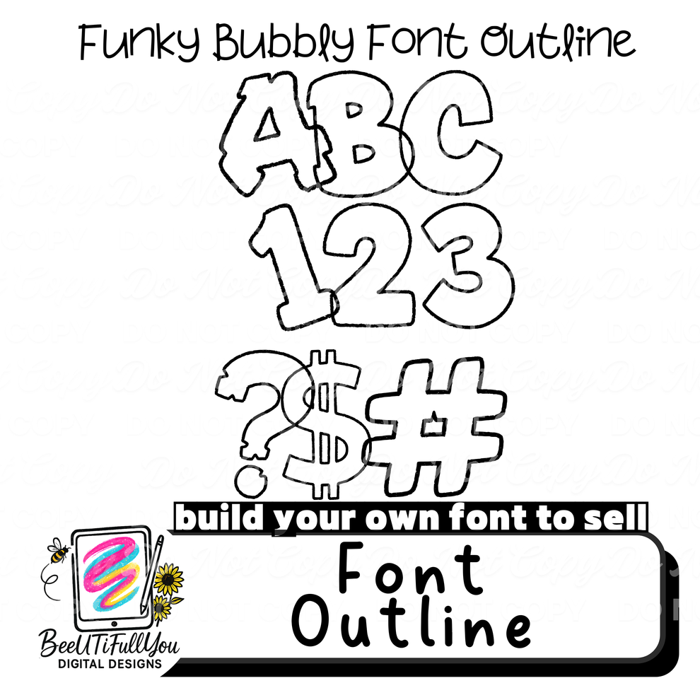 Funky Bubbly Font Outline + OTF | Install & Type Font | Build Your Own ...