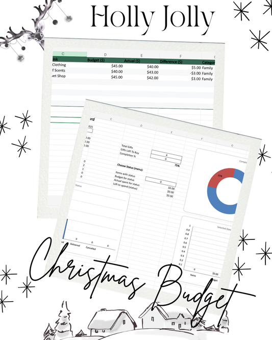 Christmas Budget Tracker | Holiday Gift Planner Excel + Google Sheets | Christmas Gift List & Expense Dashboard | Digital Download