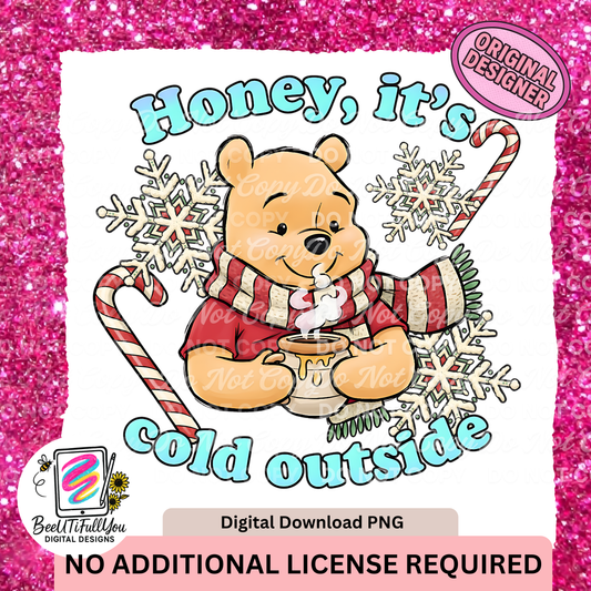 Honey, It's Cold Outside PNG with seamless and sleeve| Winter bear design