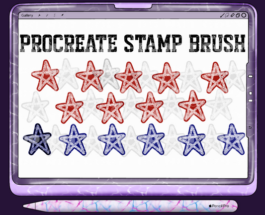 Procreate Stamp Brush | Patriotic Star Brush Set | Red White Blue Texture Stamp Brush | Digital Drawing Tool for Procreate
