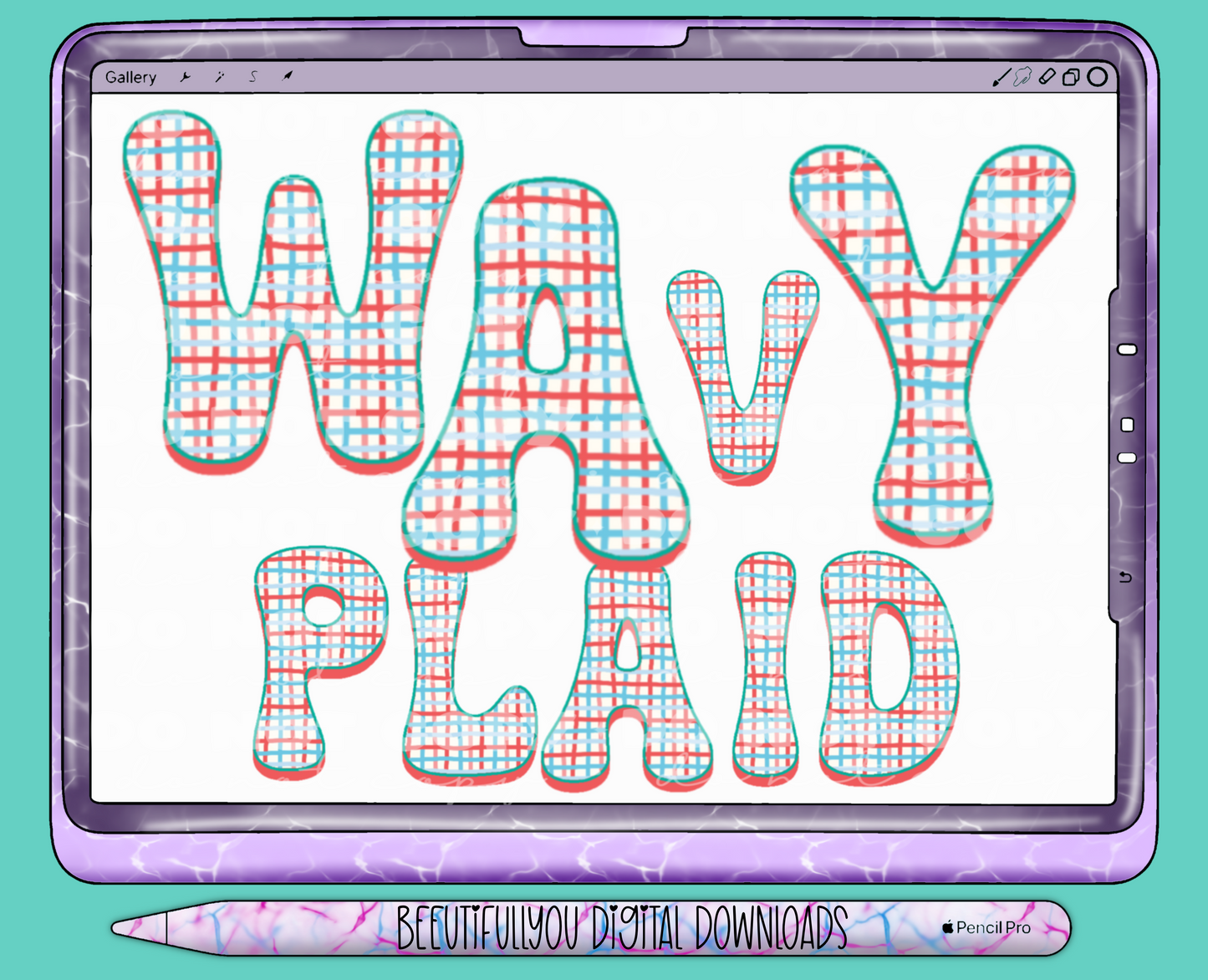 Patriotic Plaid Font OTF + PNG Alphabet | Red Blue Preppy Checkered Letters | 4th of July Bubble Font | Summer Font